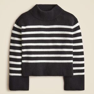 J. Crew Chunky Crewneck Sweater in Supersoft Yarn - Black & White Stripes, M